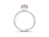 Silver Fancy Pink Oval  Solitaire Twist Band Ring with Four-Prong Setting_9