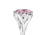 Silver Fancy Pink Oval  Solitaire Twist Band Six-Prong Setting 1