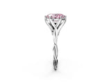 Silver Fancy Pink Oval  Solitaire Twist Band Six-Prong Setting 4