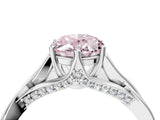 Silver Fancy Pink Oval  Solitaire Twist Band Six-Prong Setting