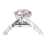 Silver Fancy Pink Oval  Solitaire Twist Band with Leaf Prong Setting 5