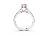 Silver Fancy Pink Pear  Brilliant Diamond Solitaire with Pavé Band and Four-Prong Setting 4