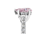 Silver Fancy Pink Pear  Brilliant Diamond Solitaire with Pavé Band and Four-Prong Setting 5