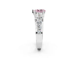 Silver Fancy Pink Pear  Brilliant Solitaire with Side Stones on a Pave Band and Four-Prong Setting_14
