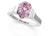 Silver Fancy Pink Pear Cut Brilliant Solitaire Diamond Ring with Channel Set Band and Bar Prong Setting_7