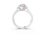 Silver Fancy Pink Pear Cut Brilliant Solitaire Diamond Ring with Channel Set Band and Bar Prong Setting_9