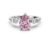 Silver Fancy Pink Pear Cut Brilliant Three-Stone Pave Band with Four-Prong Setting_6