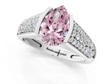 Silver Fancy Pink Pear Cut Cut Diamond Channel Set Pave Band with Tension Prong Setting_7