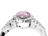 Silver Fancy Pink Pear Cut Cut Diamond Halo Engagement Ring with Open Split Pavé Band_16