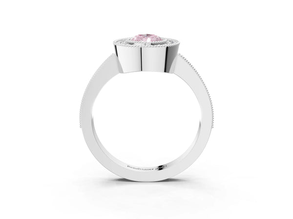Sterling Silver Pear-Shaped Halo Engagement Ring Setting for Fancy Pink Center - Design RJ-753