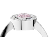 Silver Fancy Pink Pear Cut-Cut Diamond Halo Engagement Ring with Pave Band and Prong Setting_16