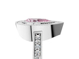 Silver Fancy Pink Pear Cut-Cut Diamond Halo Engagement Ring with Pave Band and Prong Setting_17
