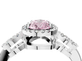 Silver Fancy Pink Pear Cut Cut Halo Diamond Infinity Band with Four-Prong Setting_10
