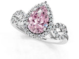 Silver Fancy Pink Pear Cut Cut Halo Diamond Infinity Band with Four-Prong Setting_7