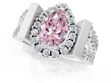 Silver Fancy Pink Pear Cut Cut Halo Split Shank Prong Set Ring_7
