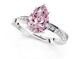 Silver Fancy Pink Pear Cut Diamond Engagement Ring with Side Stone Accents and Four-Prong Setting_13
