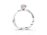 Silver Fancy Pink Pear Cut Diamond Engagement Ring with Side Stone Accents and Four-Prong Setting_15