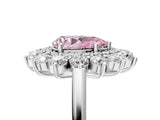 Silver Fancy Pink Pear Cut Diamond Floral Double Halo Engagement Ring with Prong Setting_53