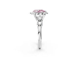 Silver Fancy Pink Pear  Cut Diamond Floral Halo Engagement Ring with Shared Prong Setting 3