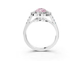 Silver Fancy Pink Pear Cut Diamond Floral Halo Split Shank Prong Setting Ring_9