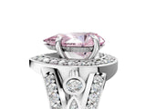 Silver Fancy Pink Pear Cut Diamond Halo Ring with Split Shank and Bezel Accents and Four-Prong Setting_11
