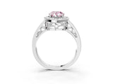 Silver Fancy Pink Pear Cut Diamond Halo Ring with Split Shank and Bezel Accents and Prong Setting_9