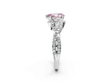 Silver Fancy Pink Pear Cut Diamond  Halo Twist Band Solitaire Prong Setting Ring_14