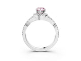 Silver Fancy Pink Pear Cut Diamond  Halo Twist Band Solitaire Prong Setting Ring_15