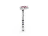 Silver Fancy Pink Pear Cut Diamond Pavé Solitaire Ring with Round Band and Prong Setting_20