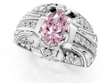 Silver Fancy Pink Pear Cut Diamond Pave Art Deco Split Shank Ring with Four-Prong Setting_7