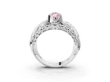 Silver Fancy Pink Pear Cut Diamond Pave Art Deco Split Shank Ring with Four-Prong Setting_9