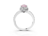Silver Fancy Pink Pear Cut Diamond Scalloped Halo Engagement Ring with Round Shared Prong Band_3