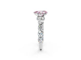 Silver Fancy Pink Pear Cut Diamond Side Stone Engagement Ring with Four-Prong Setting_14