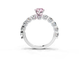 Silver Fancy Pink Pear Cut Diamond Side Stone Engagement Ring with Four-Prong Setting_15