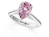 Silver Fancy Pink Pear Cut Diamond Solitaire Engagement Ring with Cathedral Setting and Four-Prong Mount_7