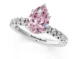 Silver Fancy Pink Pear Cut Diamond Solitaire Pavé Engagement Ring with Round Band and Prong Setting_2