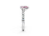 Silver Fancy Pink Pear Cut Diamond Solitaire Pavé Engagement Ring with Round Band and Prong Setting_3
