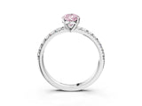 Silver Fancy Pink Pear Cut Diamond Solitaire Pavé Engagement Ring with Round Band and Prong Setting_4