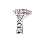 Silver Fancy Pink Pear Cut Diamond Solitaire Pavé Engagement Ring with Round Band and Prong Setting_6