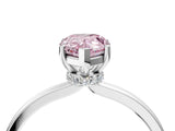 Silver Fancy Pink Pear Cut Diamond Solitaire Ring with Classic Band and Four-Prong Setting_10