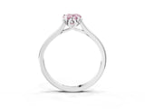 Silver Fancy Pink Pear Cut Diamond Solitaire Ring with Flower Prong Setting and Classic Band_3