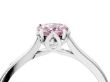Silver Fancy Pink Pear Cut Diamond Solitaire Ring with Flower Prong Setting and Classic Band_4