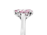 Silver Fancy Pink Pear Cut Diamond Solitaire Ring with Flower Prong Setting and Classic Band_5