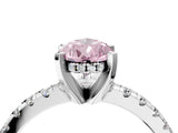 Silver Fancy Pink Pear Cut Diamond Solitaire Ring with Round  Pavé Band and Four-Prong Setting_40