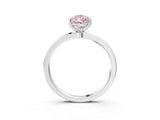 Silver Fancy Pink Pear Cut Diamond Solitaire Ring with Thin Band and Prong Setting_3