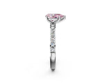Silver Fancy Pink Pear  Cut Diamond Solitaire with Pave Band and Four-Prong Setting 2