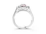 Silver Fancy Pink Pear Cut Diamond Three-Stone Engagement Ring with Prong Setting and Pavé Band_9