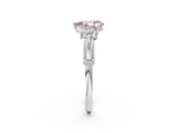 Silver Fancy Pink Pear Cut Diamond Three-Stone Ring with Prong Setting and Pavé Band_14