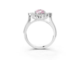 Silver Fancy Pink Pear Cut Halo Diamond Cluster Ring with Marquise and Round Stones on a White Gold Band with Prong Setting_3