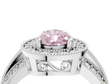 Silver Fancy Pink Pear Cut Halo Diamond Engagement Ring with Pave Split Shank and Four-Prong Setting_40